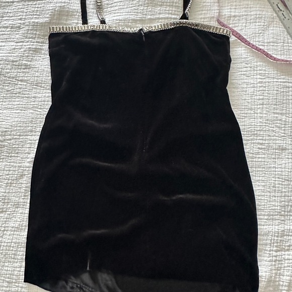 Reformation Pia Crystal Velvet Mini Dress in Black - Size 8 - Picture 10 of 10